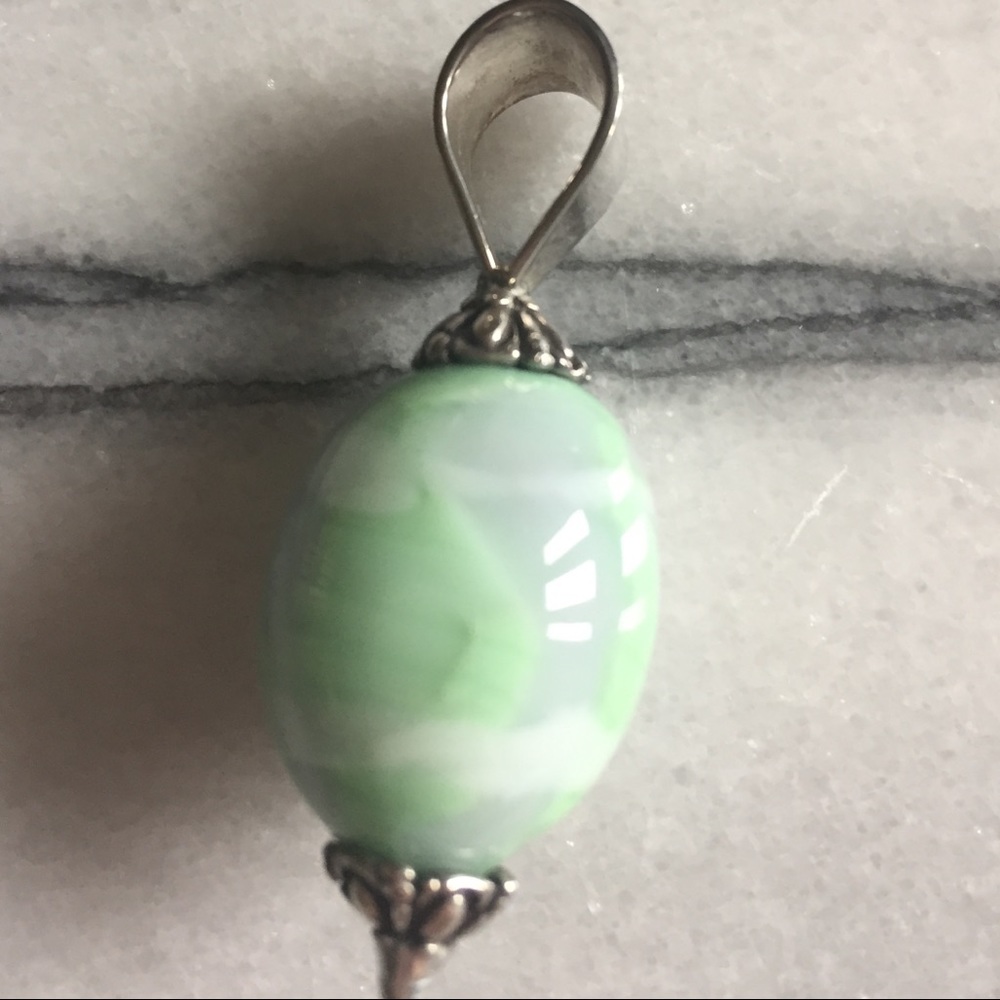 Beautiful Sterling Pendant with Green Stone